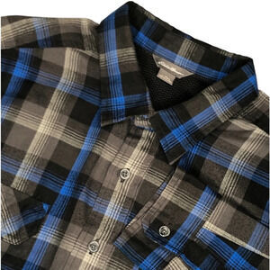 Eddie Bauer Men's Blue Black Gray Plaid Flannel Long Sleeve Shirt | Size TXL